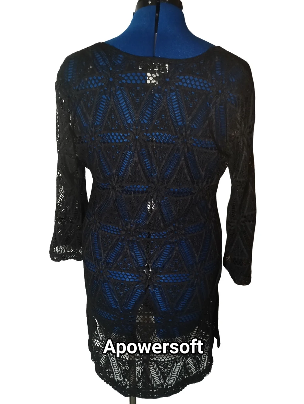 Black Crochet V-Neck Tunic Cover-Up